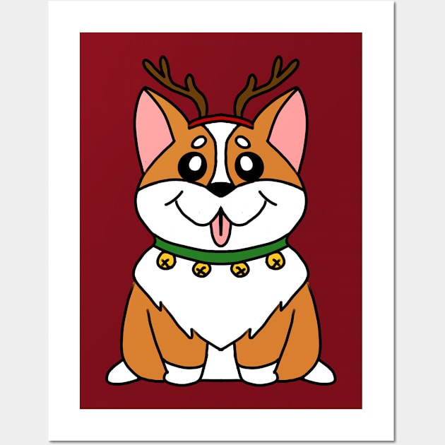 Christmas Corgi Wall Art by SolarCrush